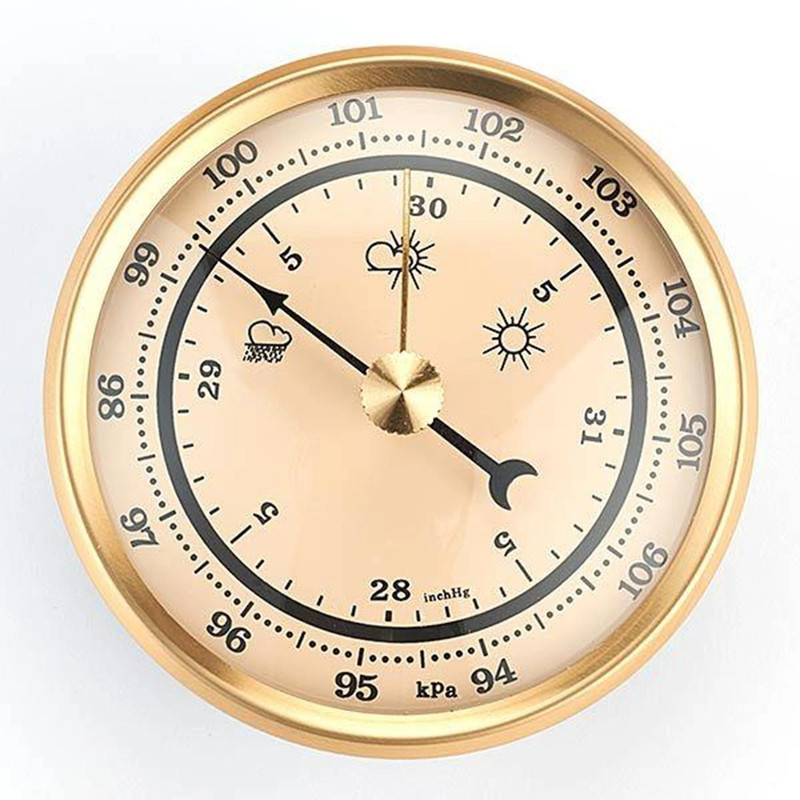Weather Instrument with Dial and Brushed Gold Bezel